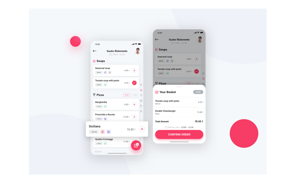 FoodApp interface