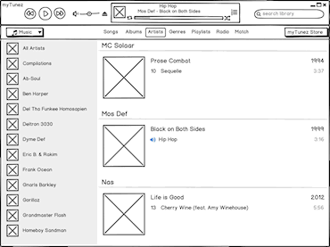 Balsamiq low-fidelity wireframe example