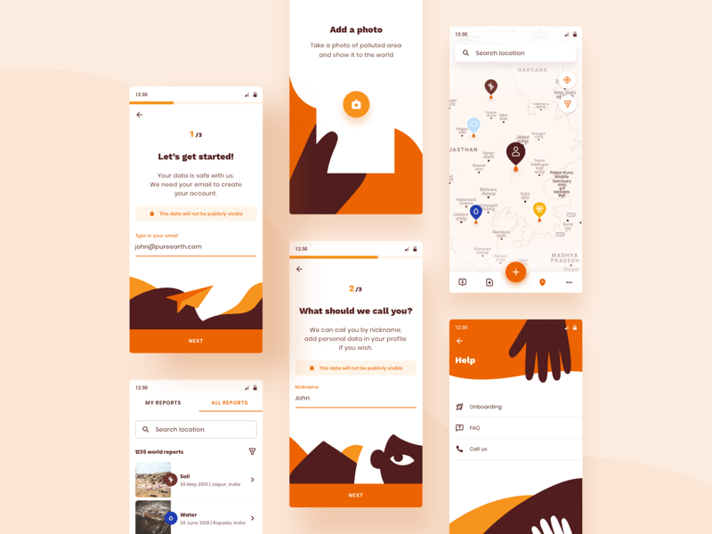 Report pollution app interface